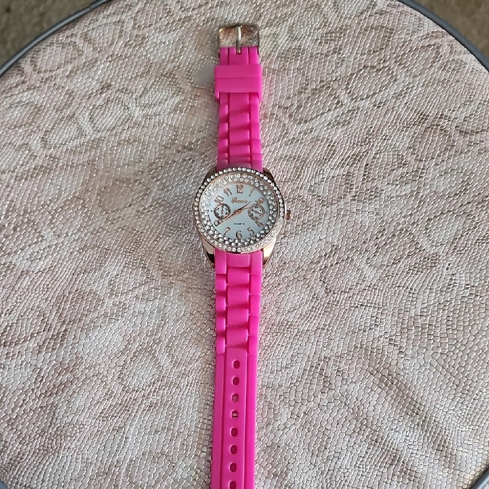 Vibrant Pink Crystal Watch